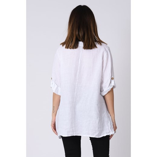 Lniana bluzka "Lilyane" w kolorze białym Plus Size Company 36/38 Limango Polska wyprzedaż