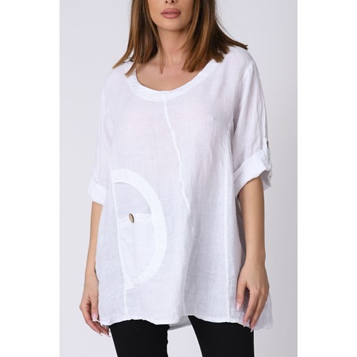 Lniana bluzka "Lilyane" w kolorze białym Plus Size Company 52/54 okazja Limango Polska