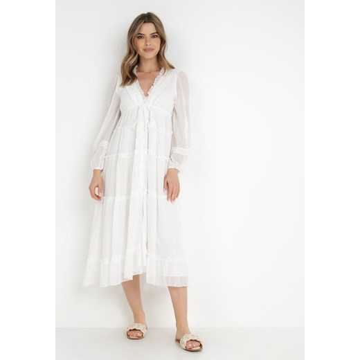 Biała Sukienka Haidatea ze sklepu Born2be Odzież w kategorii Sukienki - zdjęcie 138446841
