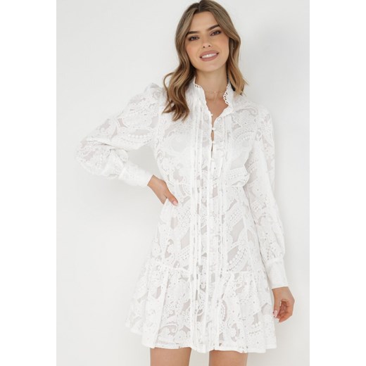 Biała Sukienka Harmite ze sklepu Born2be Odzież w kategorii Sukienki - zdjęcie 138446853