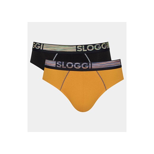 Sloggi men GO ABC Natural Midi slipy 2-pak 10211768, Kolor pomarańczowo-czarny, Rozmiar S, Sloggi ze sklepu Intymna w kategorii Majtki męskie - zdjęcie 138447231