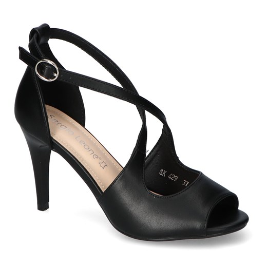 Sandały Sergio Leone SK429 Czarne PU ze sklepu Arturo-obuwie w kategorii Sandały damskie - zdjęcie 138463950