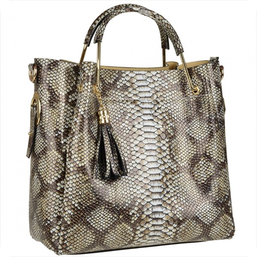 Vezze torebka shopper kuferek skórzany wzór węża brązowy ze sklepu melon.pl w kategorii Torby Shopper bag - zdjęcie 138464762