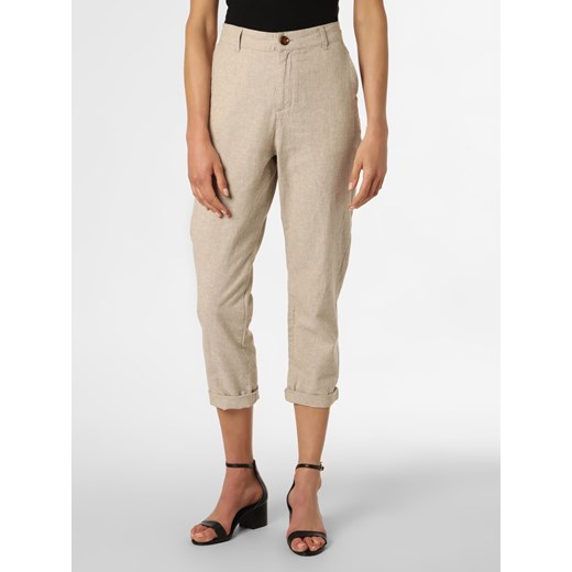 Franco Callegari Spodnie z dodatkiem lnu Kobiety len beżowy jednolity ze sklepu vangraaf w kategorii Spodnie damskie - zdjęcie 138465614