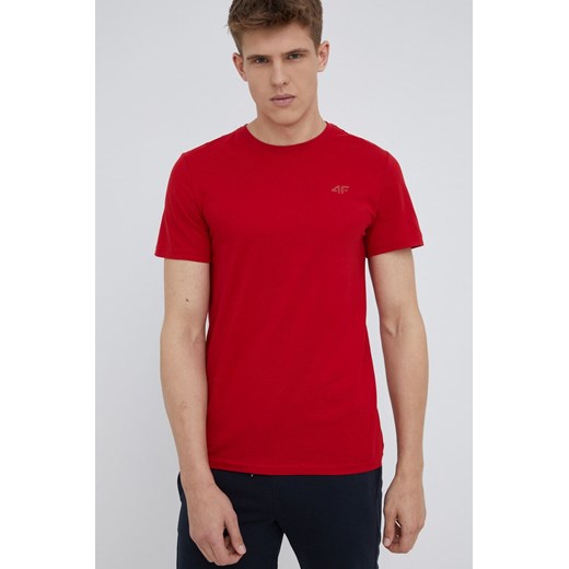 4F t-shirt bawełniany kolor czerwony gładki XL ANSWEAR.com