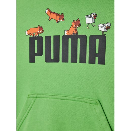Puma Bluza MINECRAFT 533436 Zielony Relaxed Fit Puma 140 MODIVO