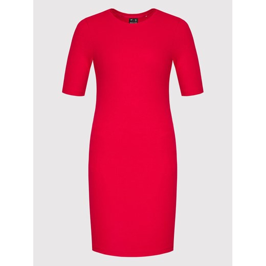 4F Sukienka dzianinowa H4L22-SUDD012 Czerwony Slim Fit S MODIVO