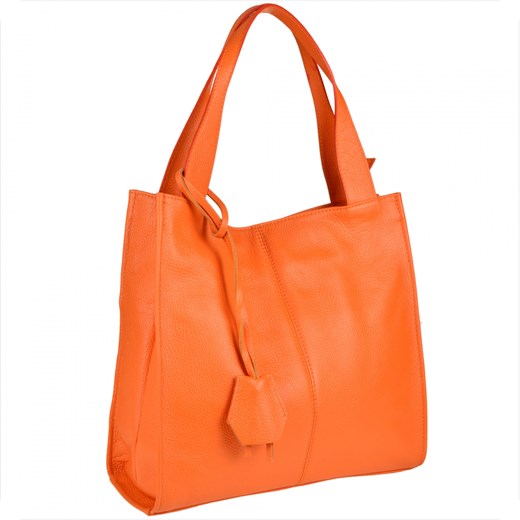 Duża torebka włoska shopper bag skóra naturalna pomarańczowa ze sklepu melon.pl w kategorii Torby Shopper bag - zdjęcie 138521623