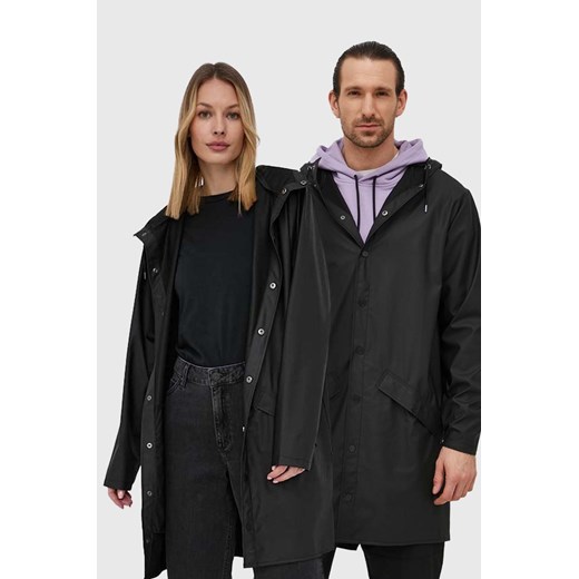 Rains kurtka 12020 Long Jacket kolor czarny przejściowa 12020.01-Black ze sklepu ANSWEAR.com w kategorii Kurtki damskie - zdjęcie 138536932