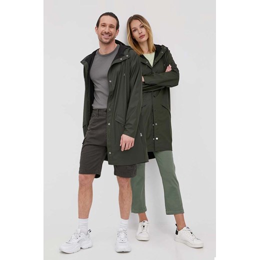 Rains kurtka 12020 Long Jacket kolor zielony przejściowa 12020.03-Green ze sklepu ANSWEAR.com w kategorii Kurtki damskie - zdjęcie 138536942