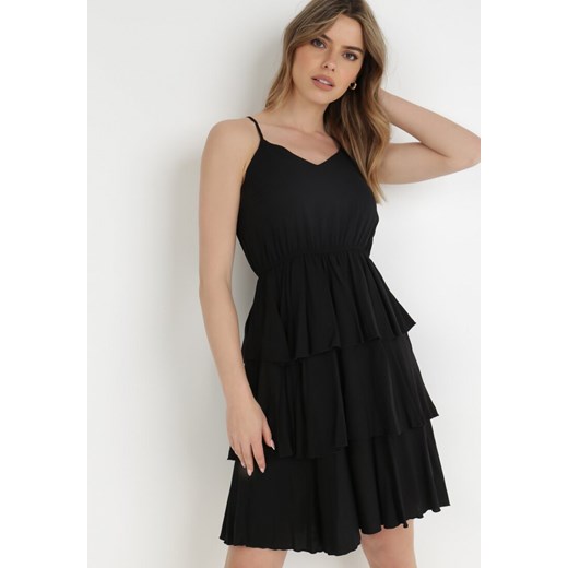 Czarna Sukienka z Wiskozy Kephassa ze sklepu Born2be Odzież w kategorii Sukienki - zdjęcie 138541014