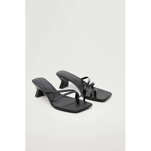 Mango klapki skórzane Two damskie kolor czarny na słupku Mango 42 ANSWEAR.com