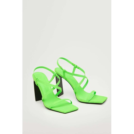 Mango sandały Cross damskie kolor zielony na słupku Mango 39 ANSWEAR.com