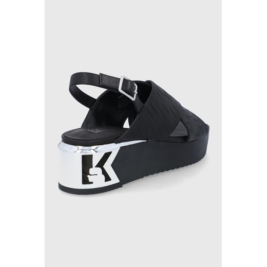 Karl Lagerfeld sandały skórzane K-BLOK WEDGE damskie kolor czarny na platformie Karl Lagerfeld 40 ANSWEAR.com