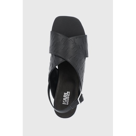 Karl Lagerfeld sandały skórzane K-BLOK WEDGE damskie kolor czarny na platformie Karl Lagerfeld 37 ANSWEAR.com