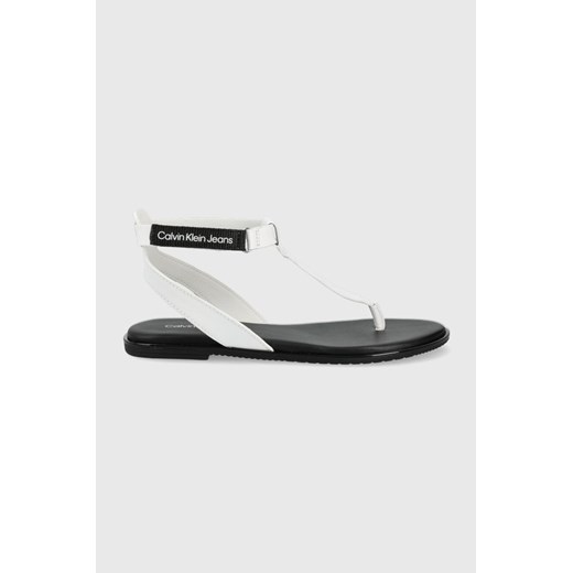 Calvin Klein Jeans sandały skórzane damskie kolor biały 38 ANSWEAR.com