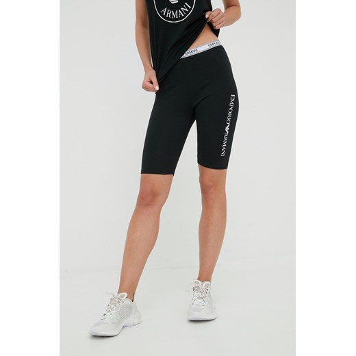 Emporio Armani Underwear szorty damskie kolor czarny z nadrukiem medium waist S ANSWEAR.com