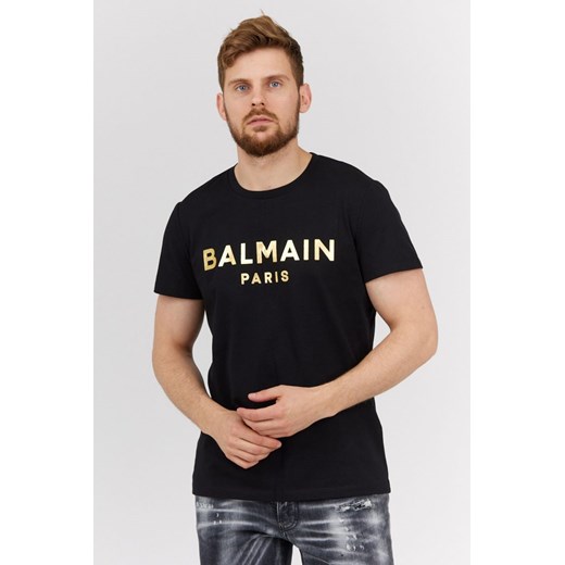 BALMAIN - Czarny t-shirt męski ze złotym logo XXXL outfit.pl