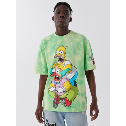 Cropp - Koszulka The Simpsons z wzorem tie-dye - Zielony Cropp M Cropp