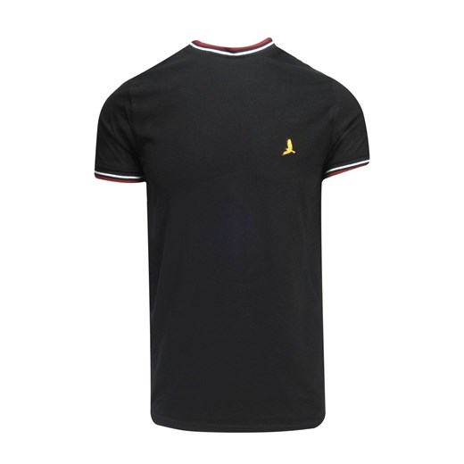 T-Shirt (Koszulka) Czarny z Lamówkami, Logo-Ptak, Okrągły Dekolt -BRAVE SOUL TSBRSSS22FEDERERjetblack ze sklepu JegoSzafa.pl w kategorii T-shirty męskie - zdjęcie 138622580