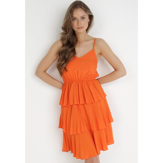 Pomarańczowa Sukienka z Wiskozy Kephassa ze sklepu Born2be Odzież w kategorii Sukienki - zdjęcie 138640890