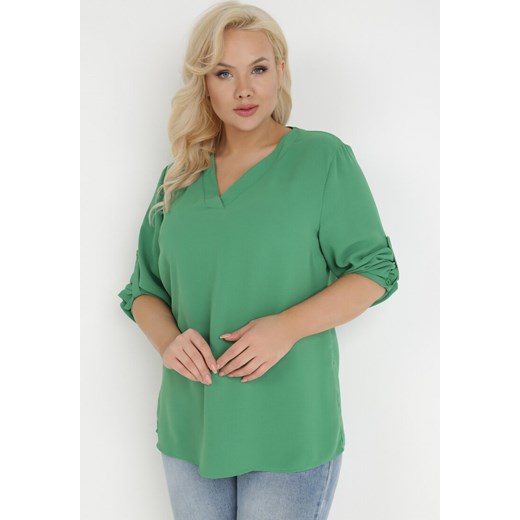 Zielona Bluzka Althiope ze sklepu Born2be Odzież w kategorii Bluzki damskie - zdjęcie 138641154