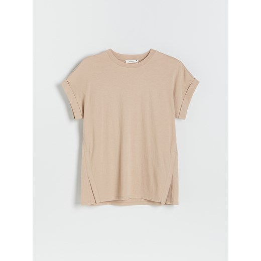 Reserved - T-shirt oversize z lnem - Beżowy Reserved M Reserved