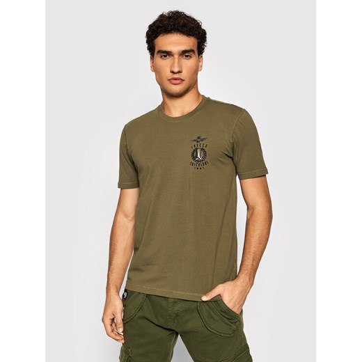 Aeronautica Militare T-Shirt 212TS1893J507 Zielony Regular Fit Aeronautica Militare S wyprzedaż MODIVO