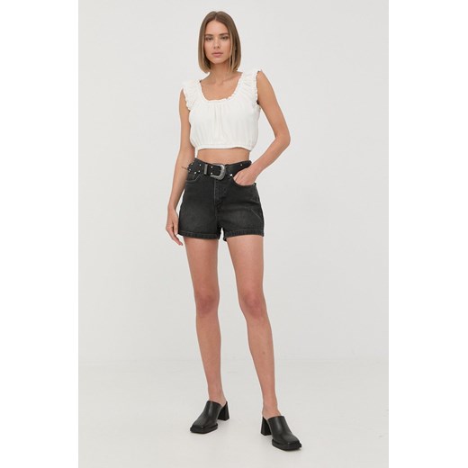 The Kooples szorty jeansowe damskie kolor szary gładkie high waist The Kooples M ANSWEAR.com