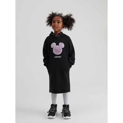 Reserved - Dzianinowa sukienka Mickey Mouse - Czarny Reserved 164 okazyjna cena Reserved