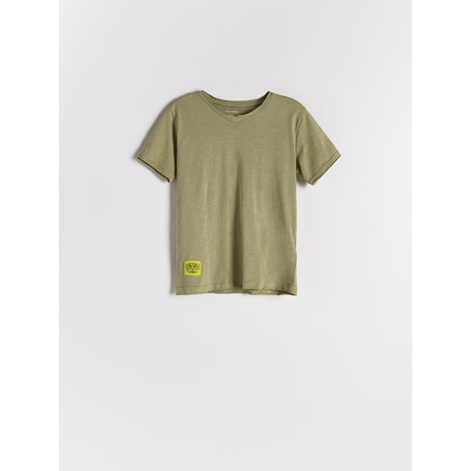 Reserved - Bawełniany t-shirt z naszywką - Zielony Reserved 158 Reserved