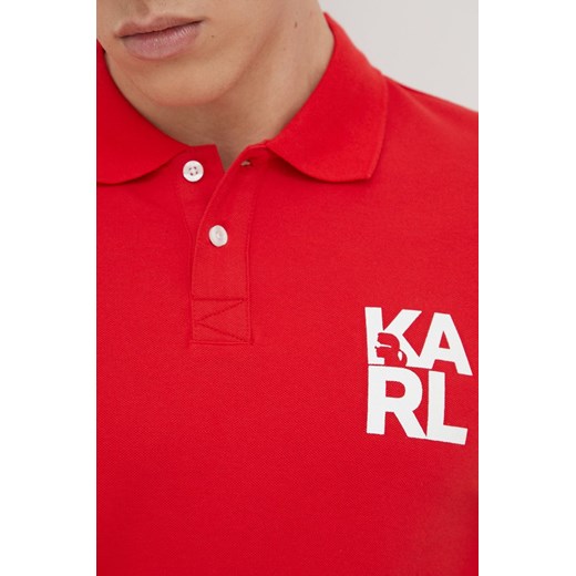 Karl Lagerfeld polo kolor czerwony z nadrukiem Karl Lagerfeld S ANSWEAR.com