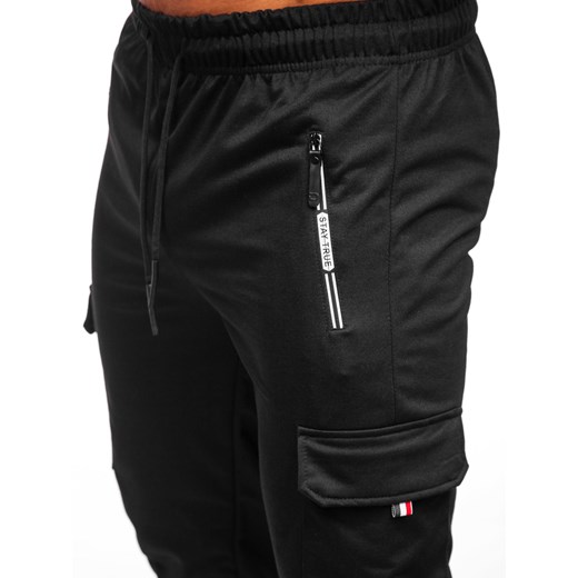 Czarne bojówki spodnie męskie dresowe Denley JX5068 XL Denley promocyjna cena
