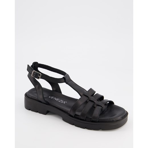 VENEZIA Czarne sandały damskie - D120 BLACK Venezia 36 Venezia