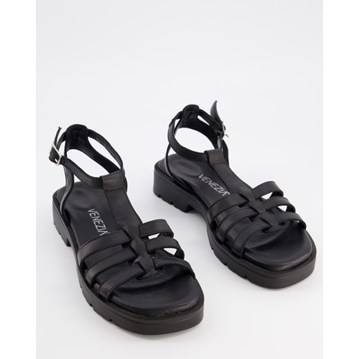 VENEZIA Czarne sandały damskie - D120 BLACK Venezia 38 Venezia