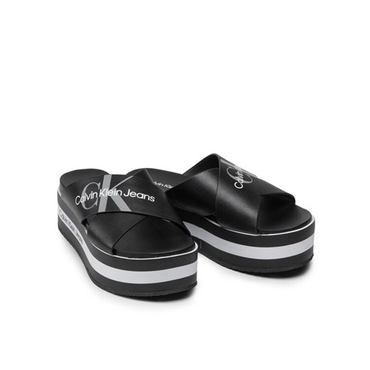 Calvin Klein Jeans Klapki Flatform Sandal Crisscross YW0YW00562 Czarny 39 MODIVO