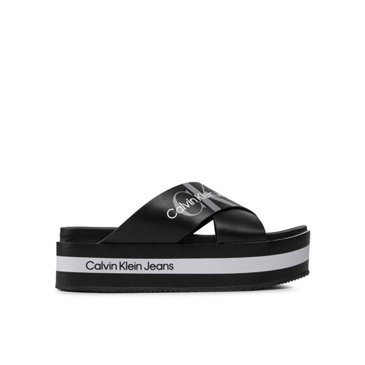 Calvin Klein Jeans Klapki Flatform Sandal Crisscross YW0YW00562 Czarny 42 MODIVO