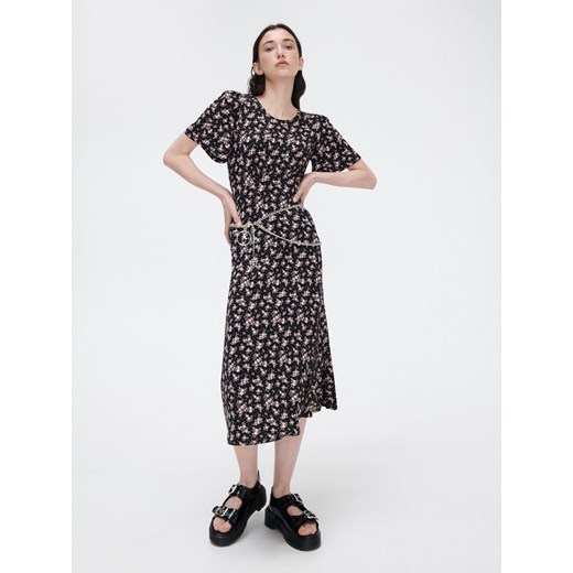 Cropp - Sukienka midi w kwiaty - Czarny Cropp L Cropp