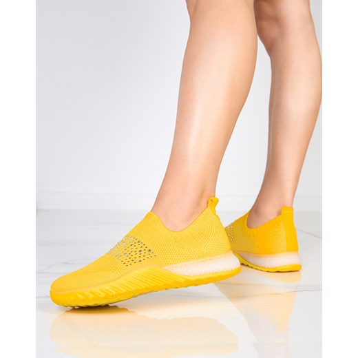 Żółte damskie buty sportowe slip-on z cyrkoniami Acronie- Obuwie Royalfashion.pl 41 royalfashion.pl