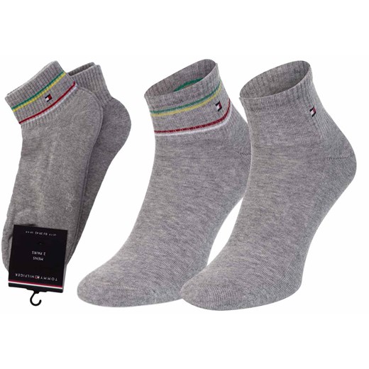 TOMMY HILFIGER SKARPETKI STOPKI MĘSKIE 2 PARY GREY 701218387 002 - Rozmiar: Tommy Hilfiger 43-46 messimo wyprzedaż