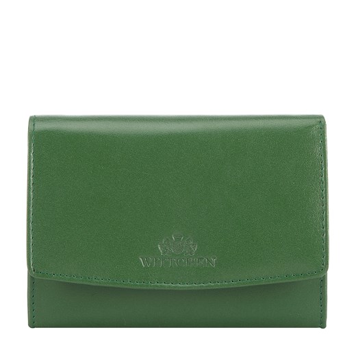 Damski portfel z gładkiej skóry na zatrzask średni zielony ze sklepu WITTCHEN w kategorii Portfele damskie - zdjęcie 138826893