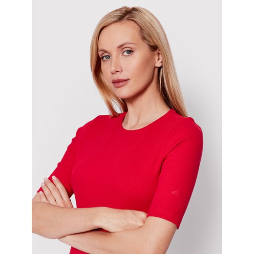 4F Sukienka dzianinowa H4L22-SUDD012 Czerwony Slim Fit XL MODIVO