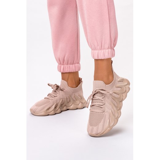 Beżowe sneakersy na platformie buty sportowe sznurowane Casu VL197P Casu 39 okazja Casu.pl