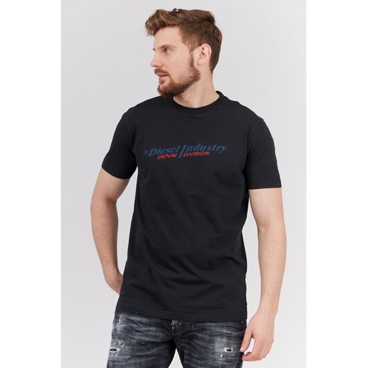 DIESEL - Czarny t-shirt męski z granatowym logo Diesel L wyprzedaż outfit.pl