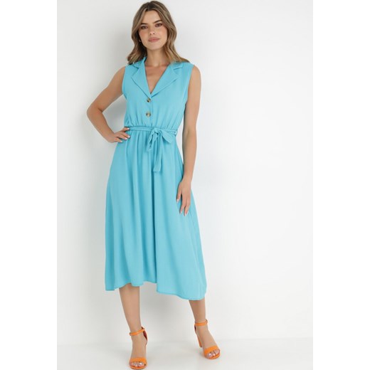 Niebieska Sukienka z Paskiem Kydasia ze sklepu Born2be Odzież w kategorii Sukienki - zdjęcie 138891994