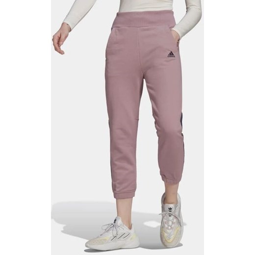 Różowe spodnie damskie Adidas z dresu