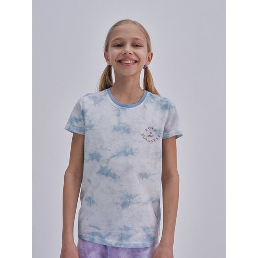 Koszulka dziewczęca tie-dye niebieska Lotka 400 ze sklepu Big Star w kategorii Bluzki dziewczęce - zdjęcie 138918242