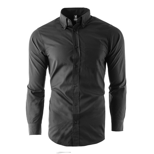 Koszula męska z długim rękawem 5504 - czarna ze sklepu Risardi w kategorii Koszule męskie - zdjęcie 138924454