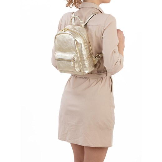 Skórzany plecak w kolorze złotym - 22 x 26 x 16 cm Lia Biassoni onesize promocyjna cena Limango Polska