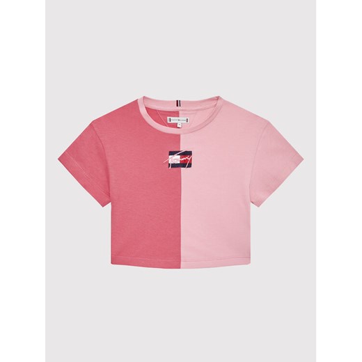 Tommy Hilfiger T-Shirt Two Tone KG0KG06580 Różowy Relaxed Fit Tommy Hilfiger 3Y MODIVO